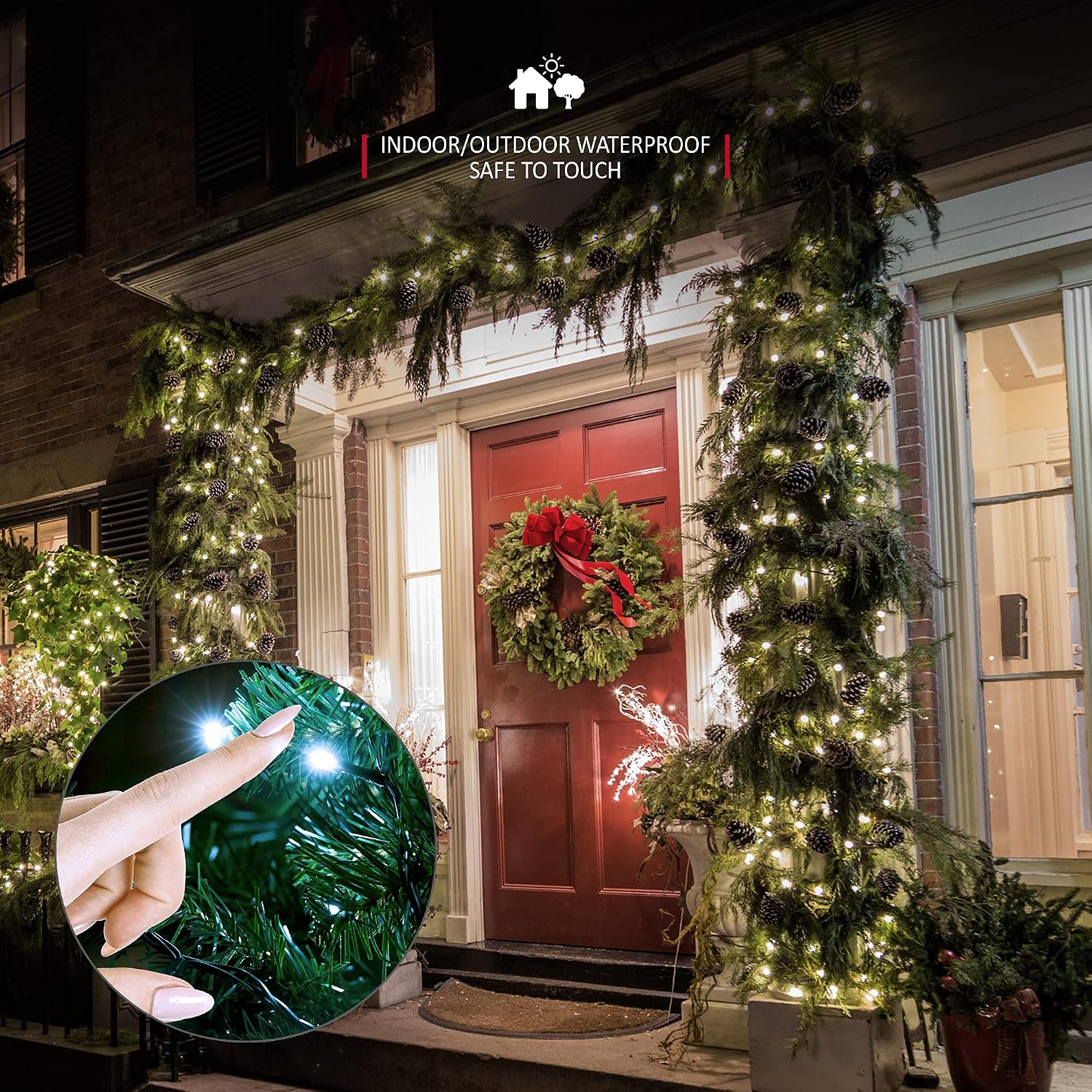 Christmas Tree Fairy Lights - 30M 300 LED Mains Powered, Waterproof Outdoor String Light, 8 Modes Plug in Lighting outside Indoor & Outdoor Garden Xmas Decorations - Cool White