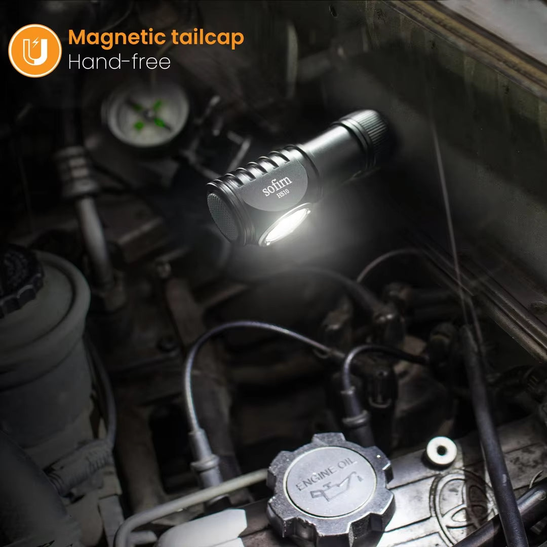 HS10 USB C Rechargeable Mini 16340 Headlamp 1100Lm TN3535 90CRI Angle Flashlight TIR Optics with Magnet Tail 2 Groups