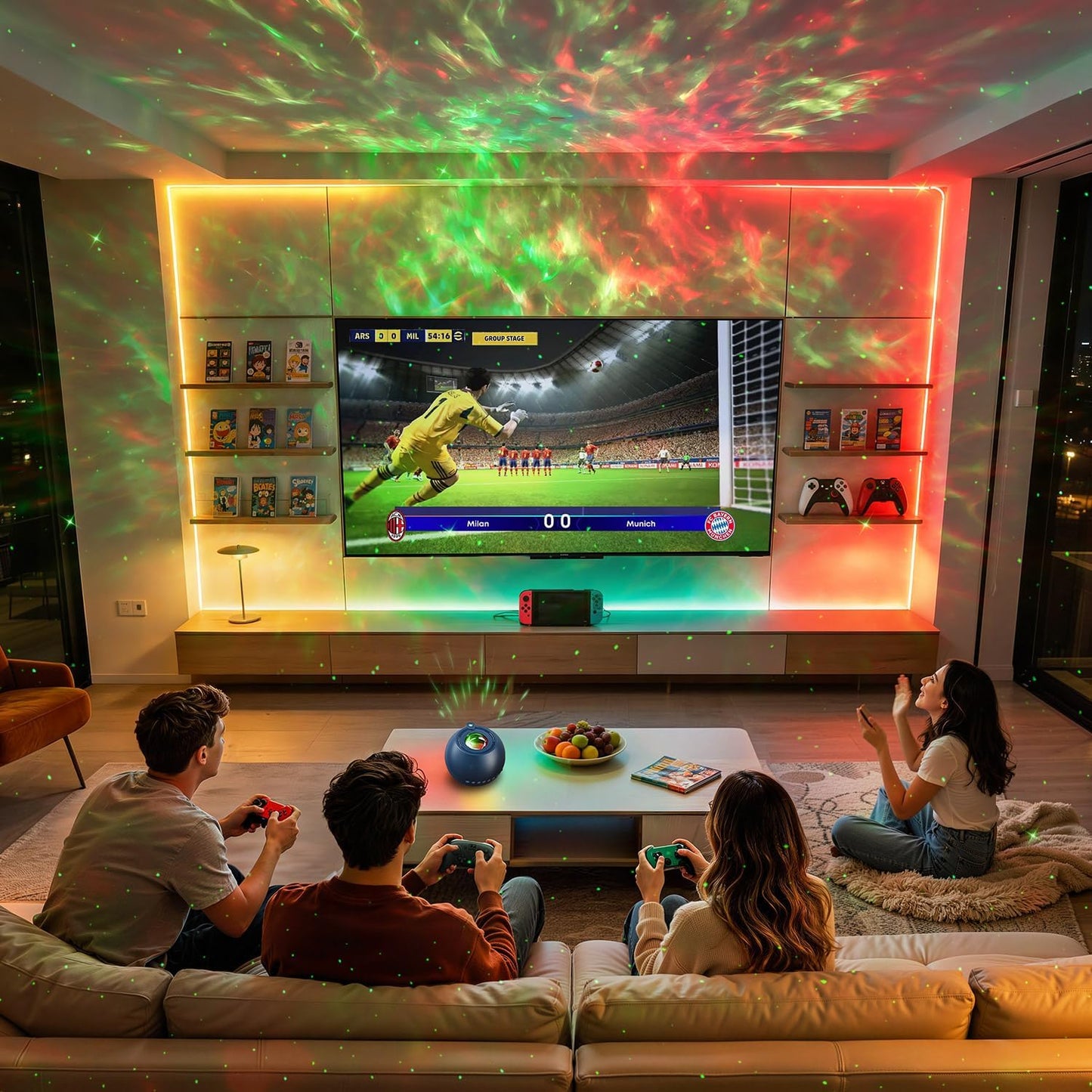 360 Game Lights Galaxy Projector Gaming Accessories Gaming Room Decor Green Star Bluetooth Speaker+15 White Noise Man Cave Accessories Cool Gifts for Men Birthday Gift Cool Stuff for Teen Boy