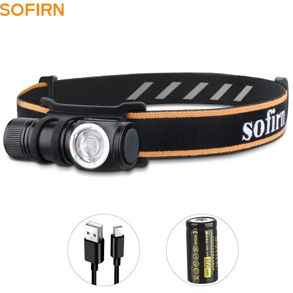 HS10 USB C Rechargeable Mini 16340 Headlamp 1100Lm TN3535 90CRI Angle Flashlight TIR Optics with Magnet Tail 2 Groups