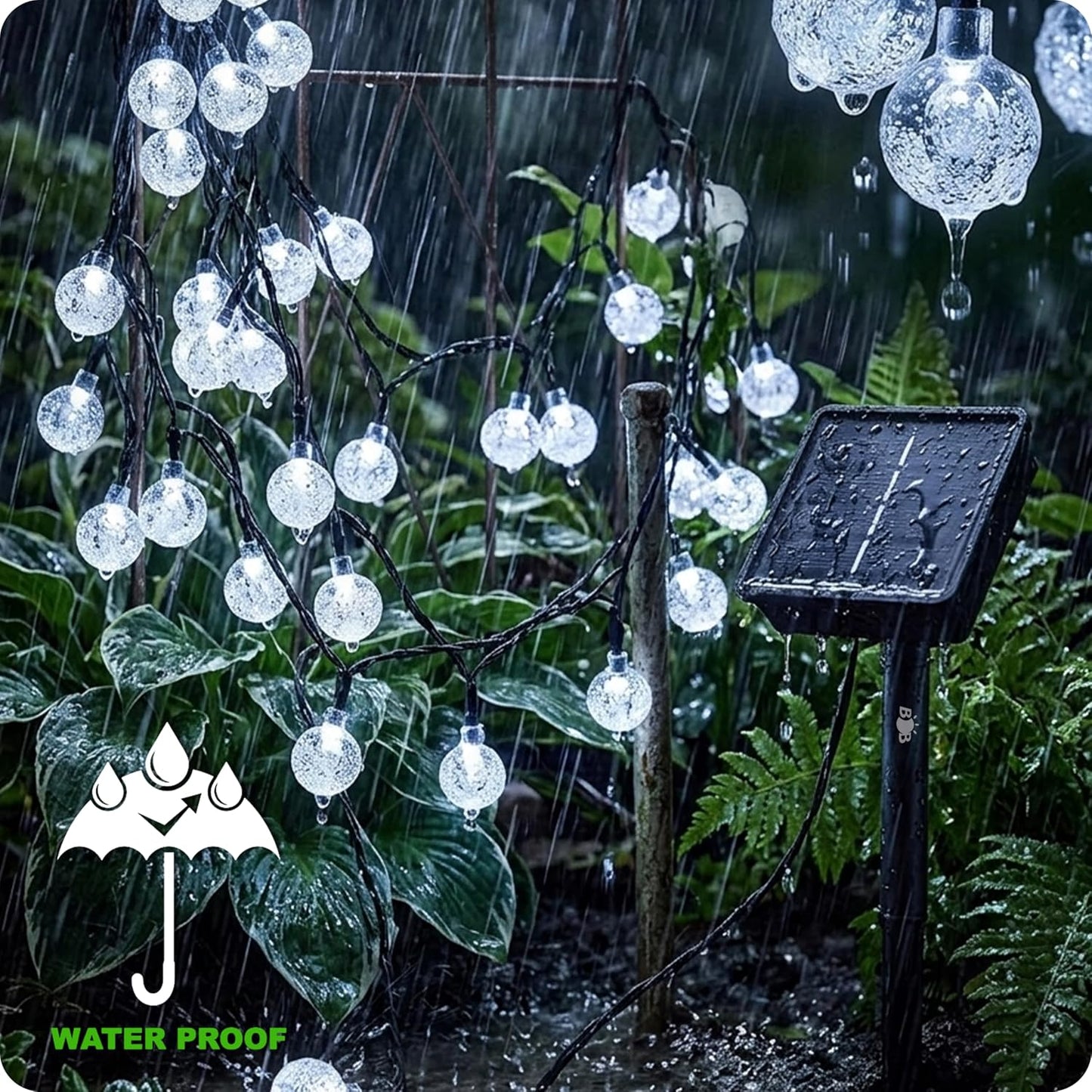 Solar Bubble Ball String Lights Outdoor, 16.9M 100 LED Cool White Fairy Lights, Waterproof Solar Powered Crystal Globe Lights with 8 Modes for Garden, Patio, Yard, Tree, Wedding & Party Decor (100)
