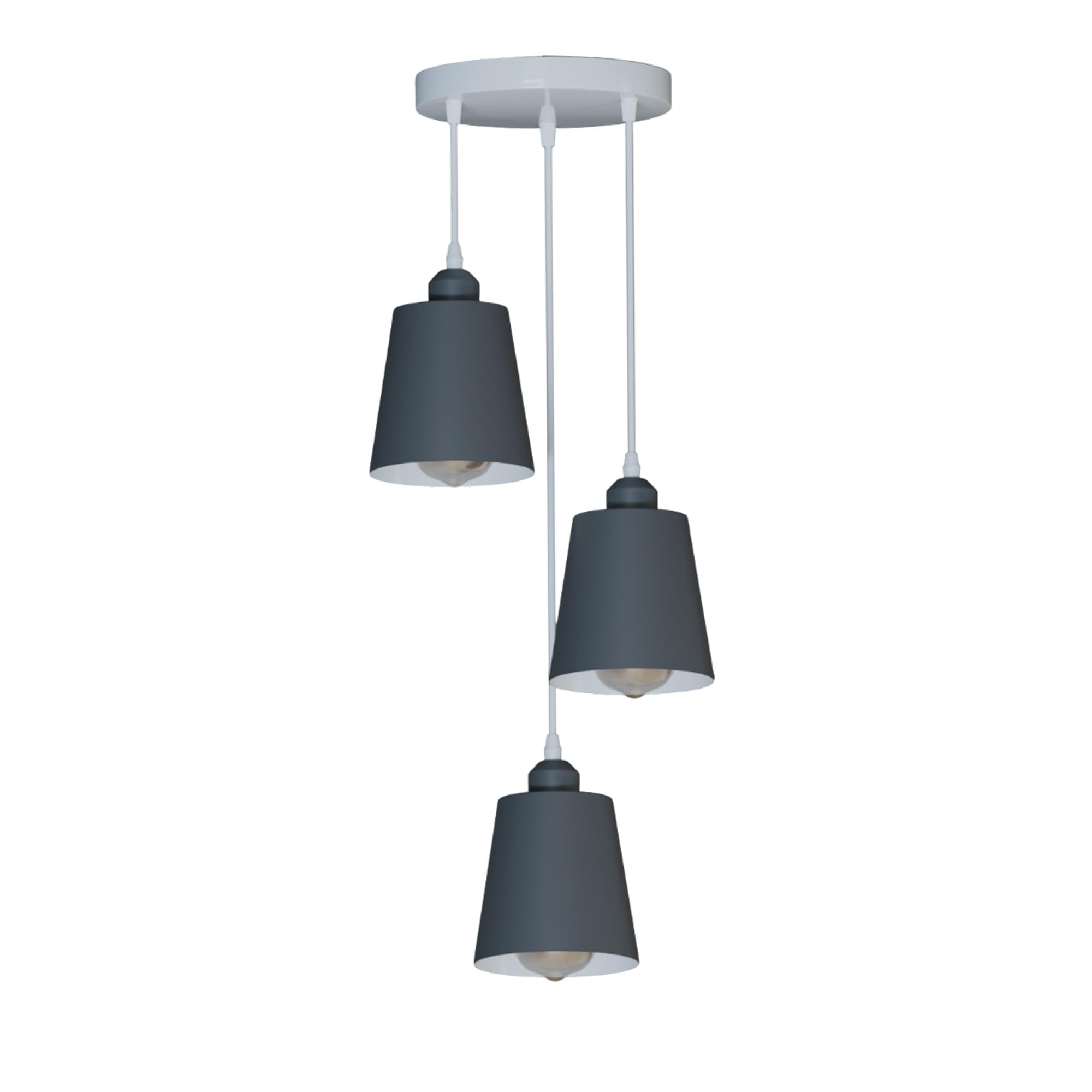 Round 3-Head Pendant Light with Adjustable Cables – E27 Compatible ~5876