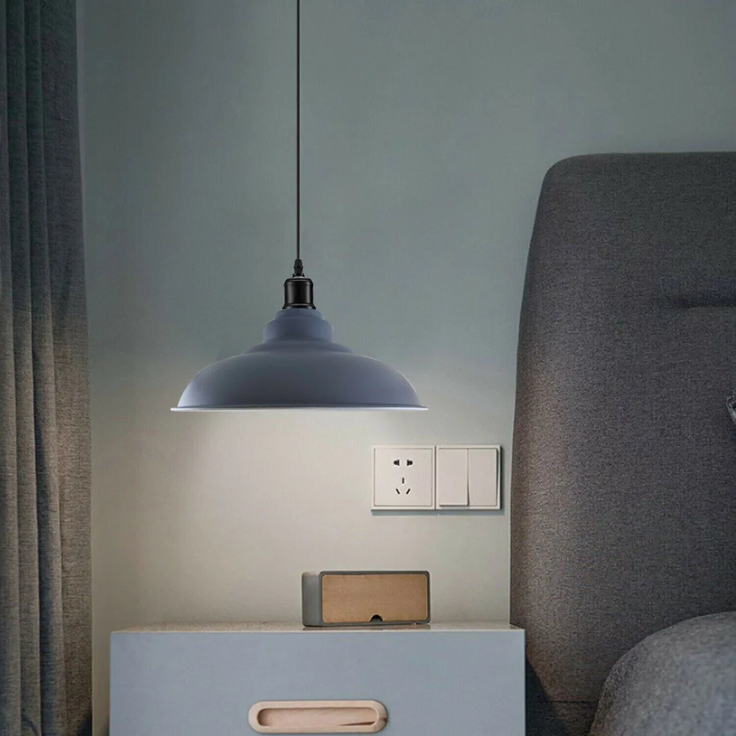 Grey Colour Gloss Modern Metal Indoor Home Light Lampshade~1086