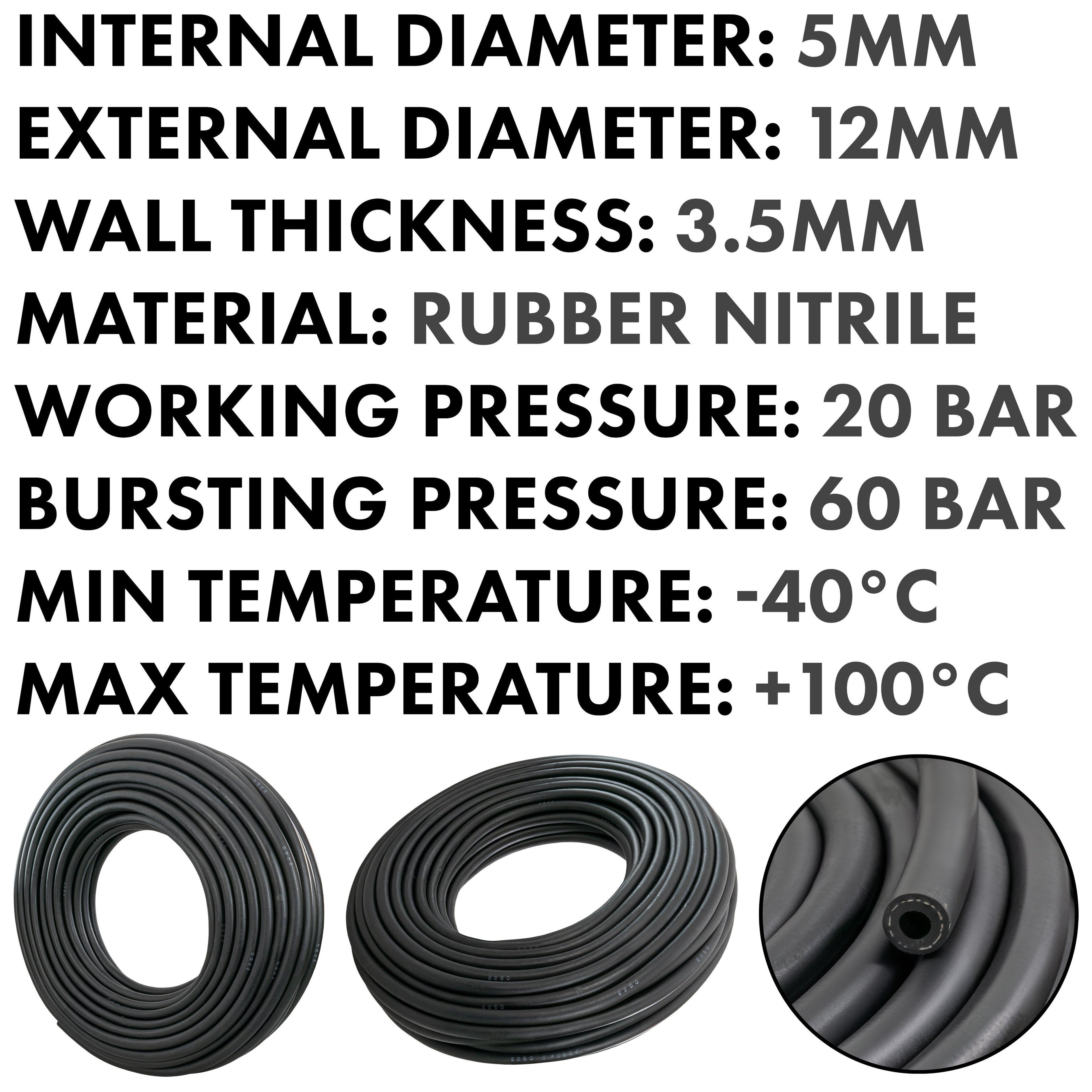 5mm Braided Rubber Fuel Hose, SAE J30 R6