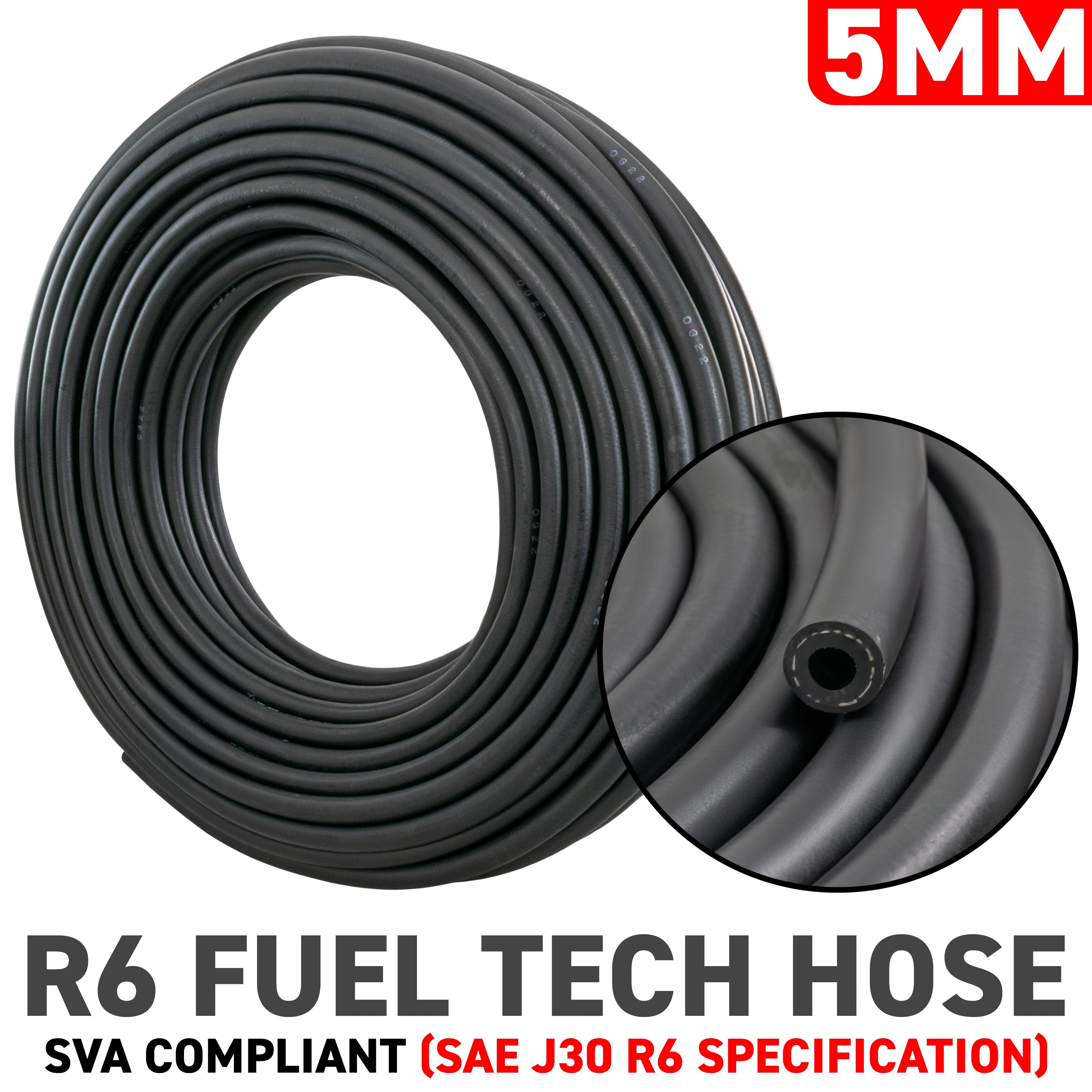 5mm Braided Rubber Fuel Hose, SAE J30 R6