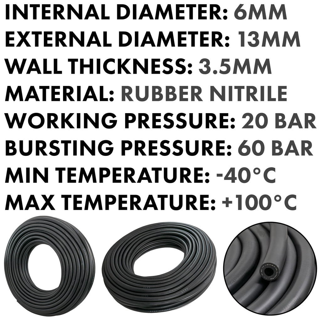 6mm Braided Rubber Fuel Hose, SAE J30 R6