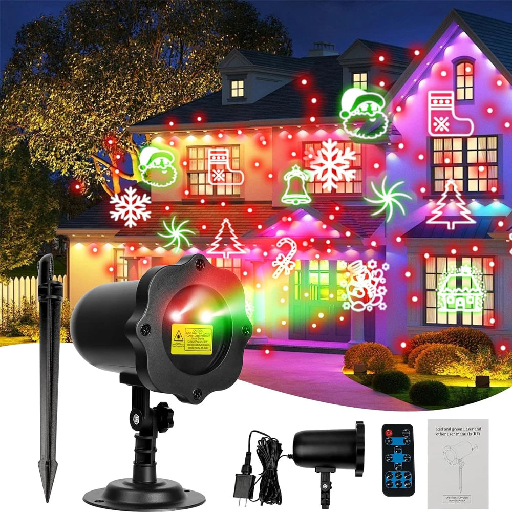 Remote Control Christmas Projector Lights Outdoor,Led Waterproof Christmas Light for Birthday Party,Holidays,Decorative Lights