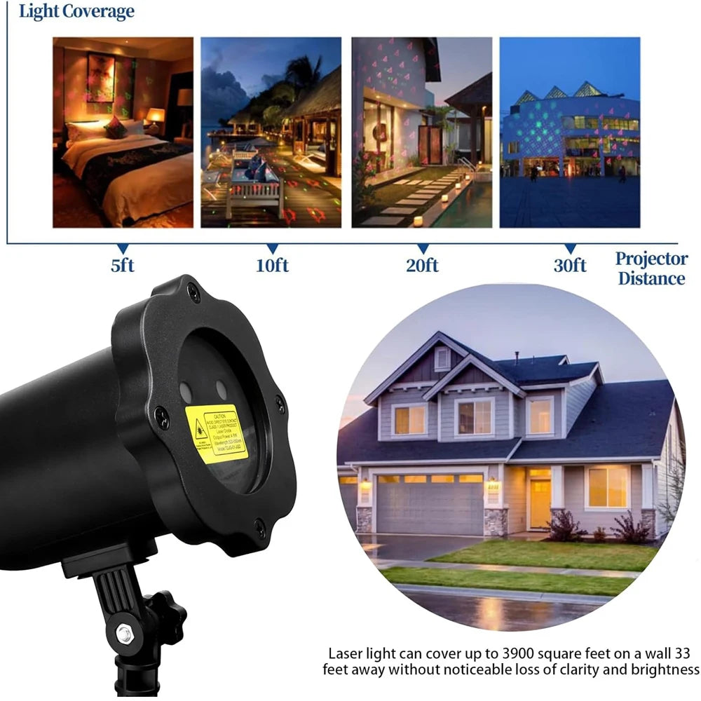 Remote Control Christmas Projector Lights Outdoor,Led Waterproof Christmas Light for Birthday Party,Holidays,Decorative Lights