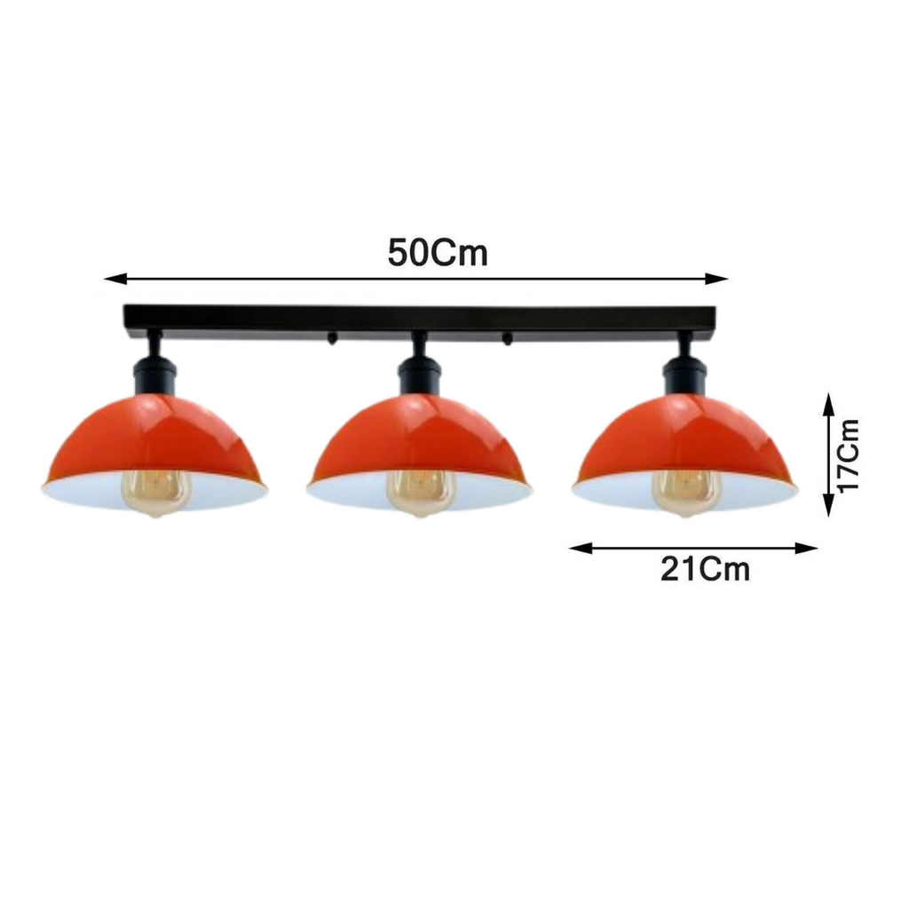 Industrial Steam Punk Orange 3 Way Over Table Light Indoor Ceiling Hanging Light ~3590